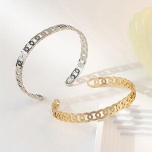 3/$35 2 Pcs Oval Link Shaped Cuff Bangles Bracelets Gold Silver Tone Jewelry